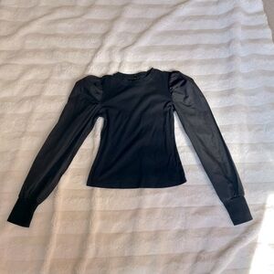 Black Puffed Sleeve Top